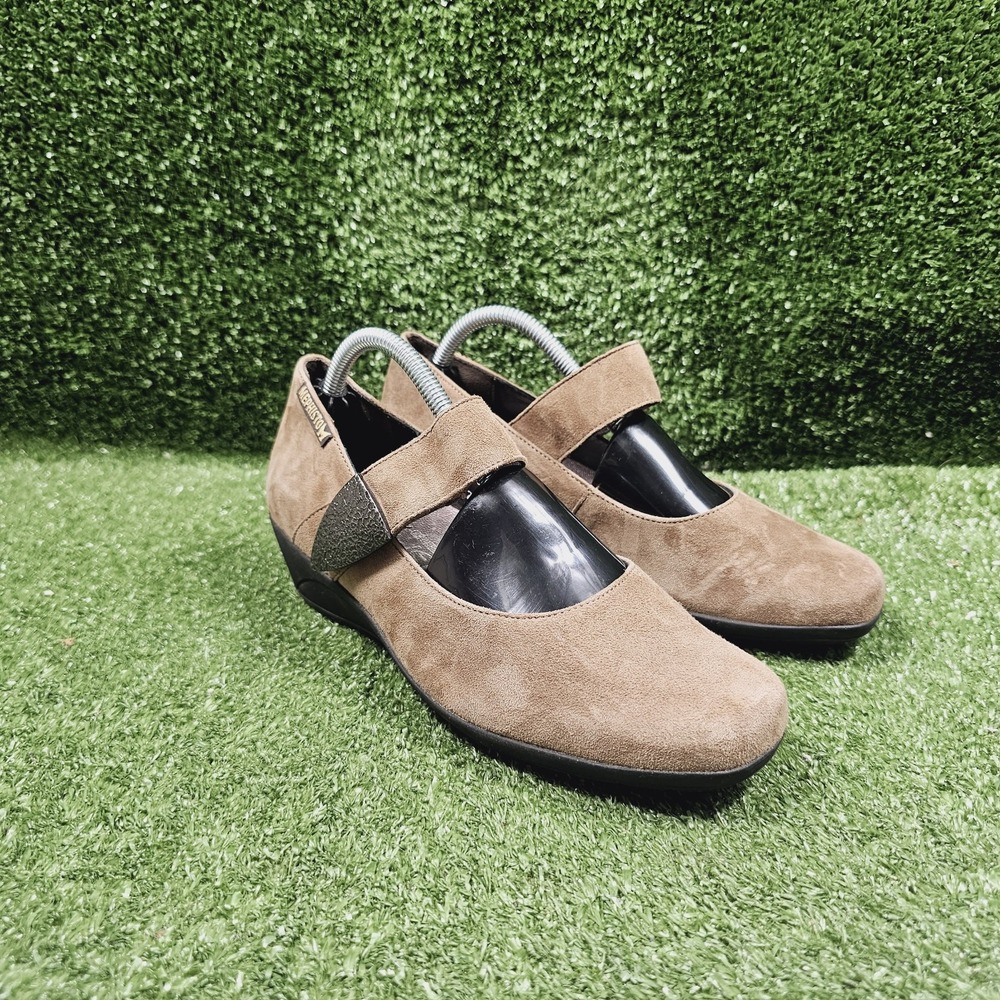 Mephisto Kimona Brown Suede Wedge Heel Comfort Mary Jane Shoes Womens Size 6.5